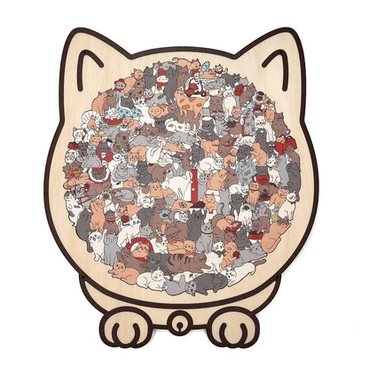 🎅Soldes de Noël 55 % de réduction🐱Puzzle en bois représentant un chat aux couleurs Morandi, 135 pièces🎁