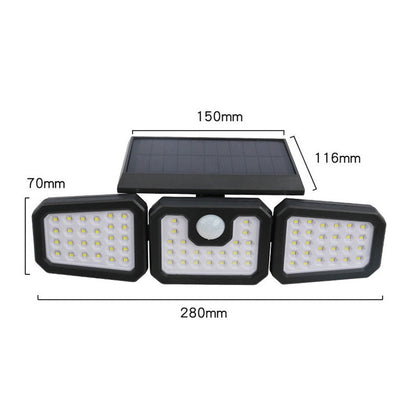 Solar 3-Heads Wall Light With Sensor Lighting Function