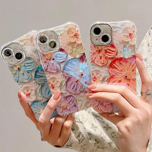 Cute Oil Painting Flowers Phone Case Set for iPhone Series