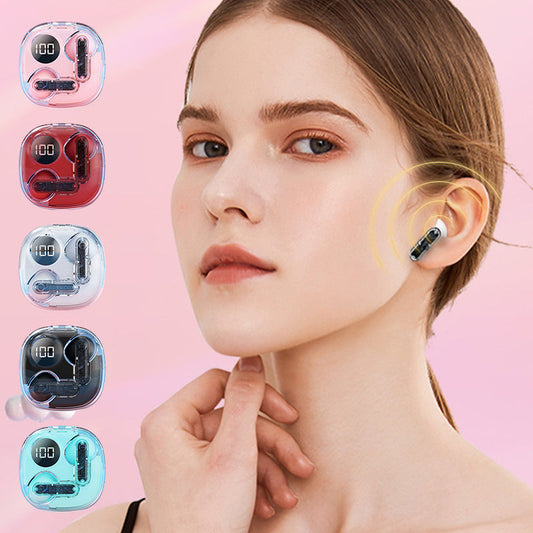 HiFi Noise-Cancelling Bluetooth Earbuds with Transparent Charging Case