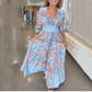 🔥Hot Sale 50% OFF🥰 Women’s Elegant Floral Drawstring Long Dress