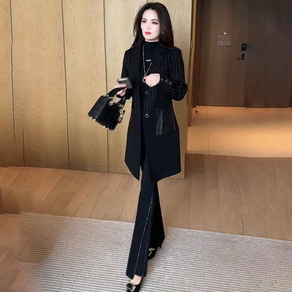 ⏳Spécial à durée limitée⏰Manteau élégant à rayures noires pour femme🧥