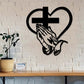 ✝️ Décoration Murale Chrétienne Cœur-Croix - Alliage Métallique Élégant, Symbole de Foi et d'Amour - Installation Facile, Idée Cadeau Significative
